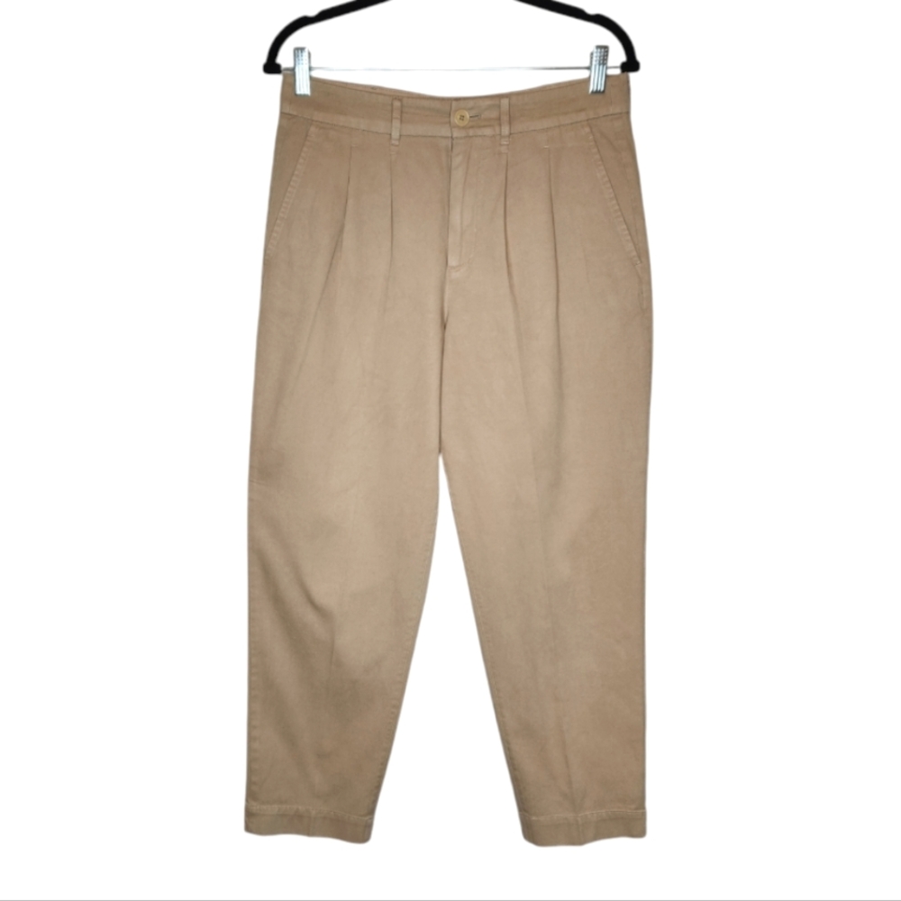 AYR Metropolitan 100% Cotton Pleated Tan Khaki Ankle Pants Size 4